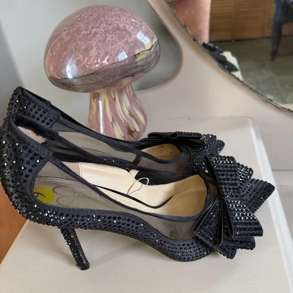 Jessica Simpson Black Bow Studded Heels - Picture 5 of 5
